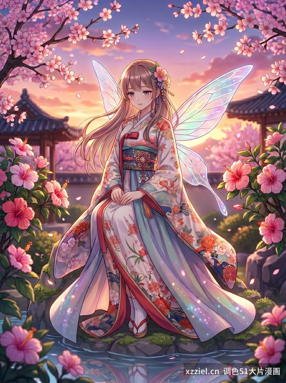 【精选特色漫画】60分钟调色大片漫画《樱落京华》创作演示 - 调色51大片漫画